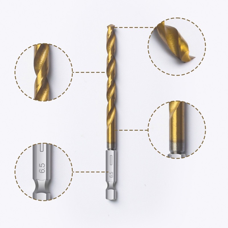 13PCS 1/4" HEX Shank Drill Bits With Titanium Coating HSS Twist Drill Set Metal gallery