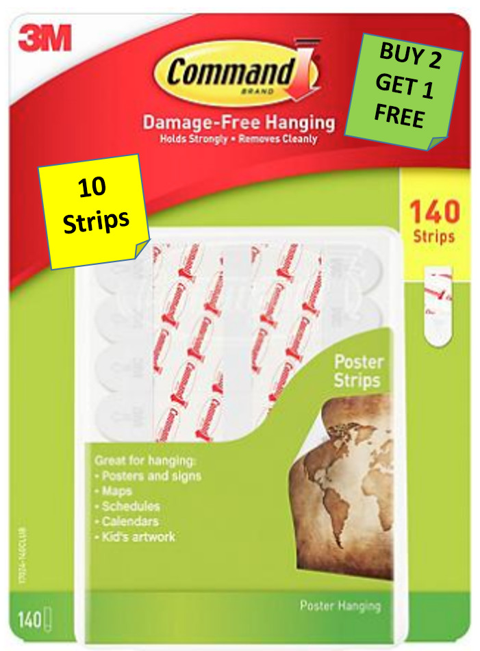 [10 Strips] 3M Command Poster Strips Damage Free Hanging B2G1 gallery
