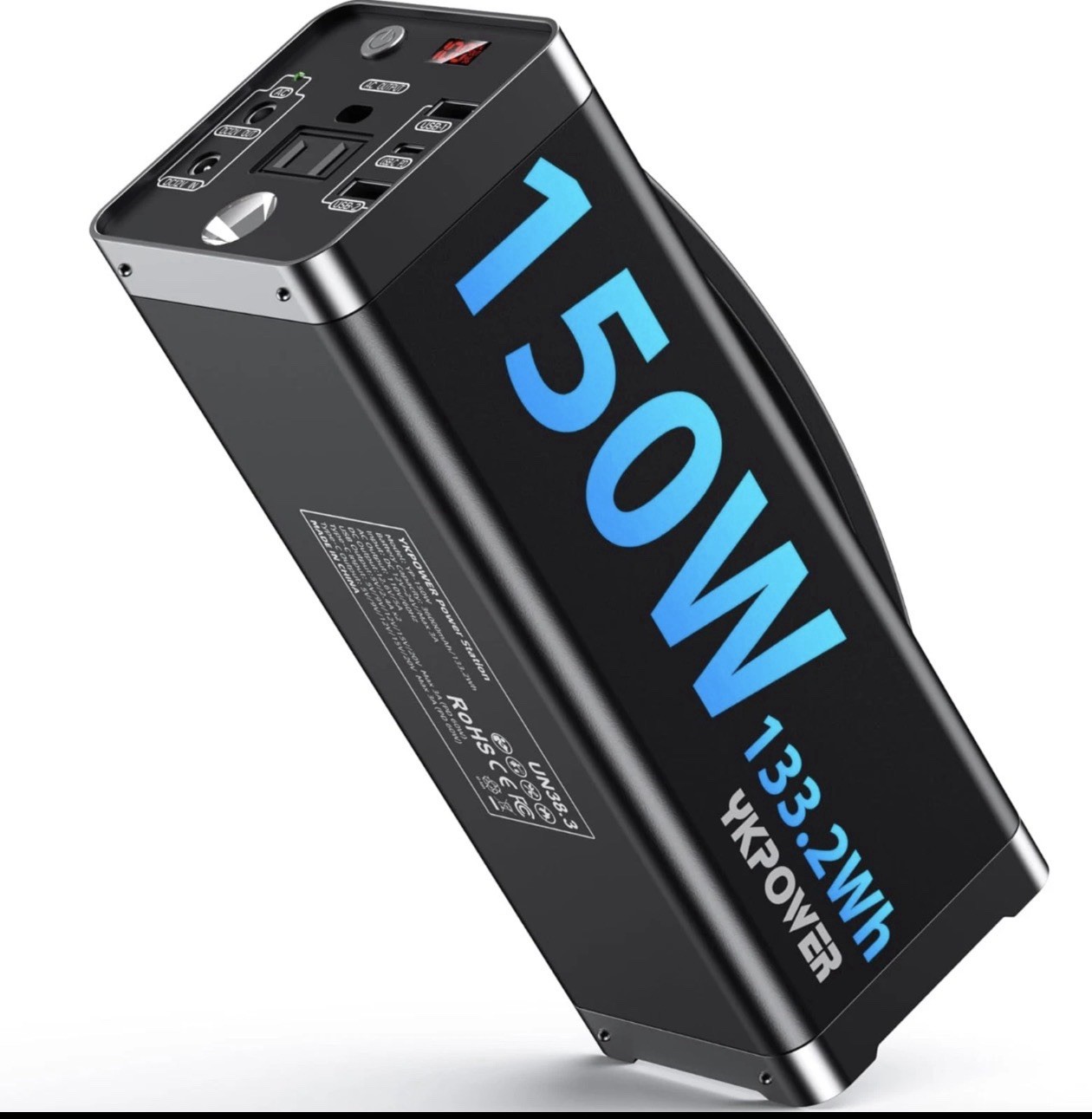 Portable PowerStation 150W, 133.2Wh/36000mAh Fast Charging with 5 Outputs AC Opt gallery