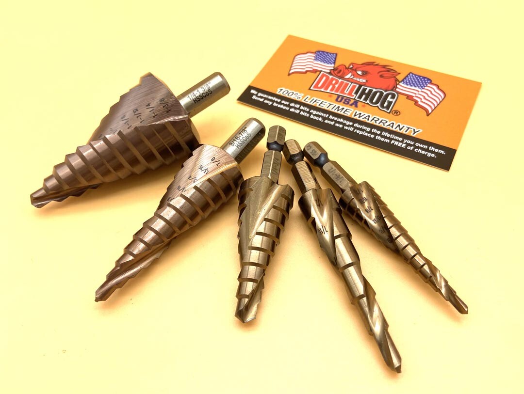 Cobalt Step Drill Bit Set 5 Pc M42 Spiral Step Bit Lifetime Warranty Drill Hog® gallery
