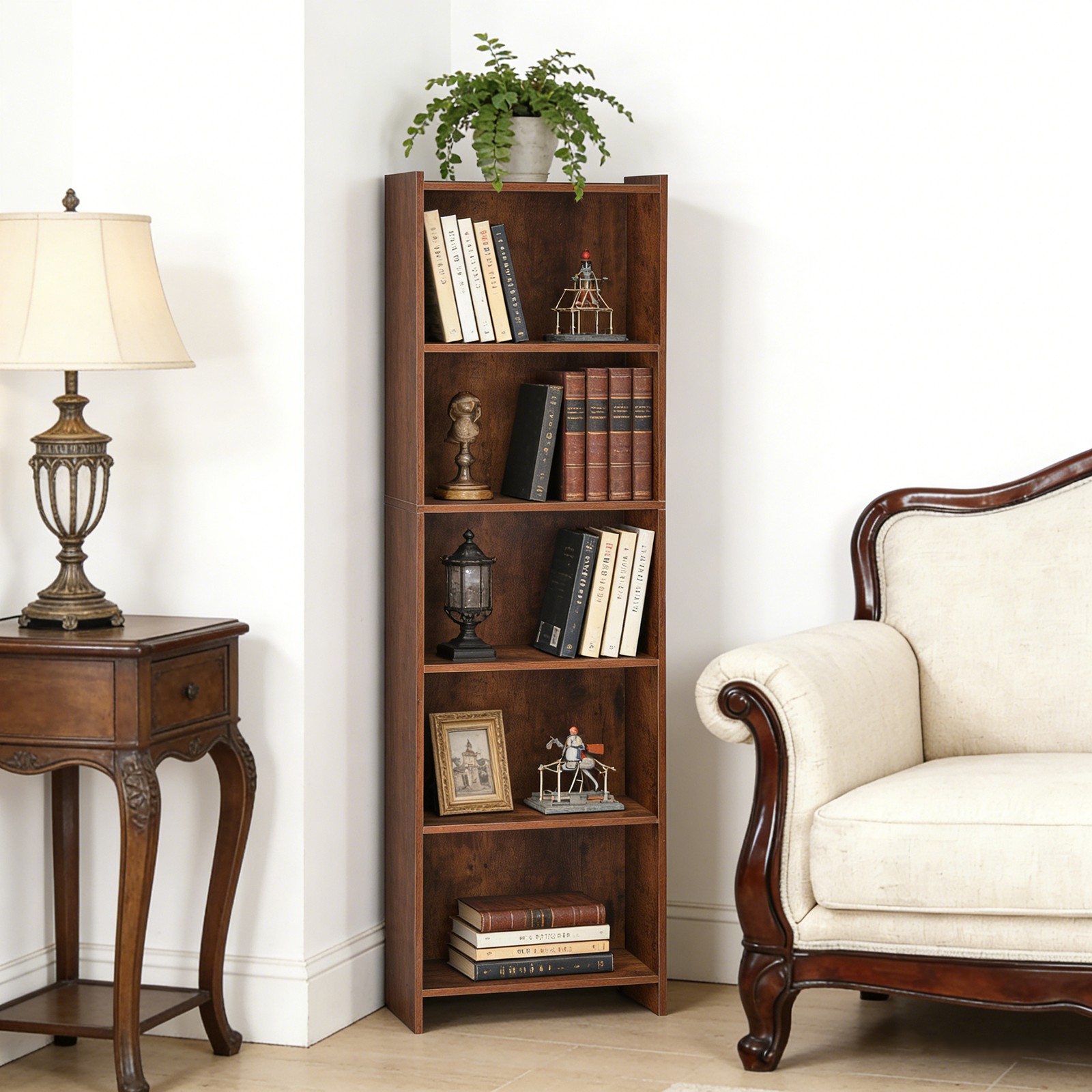 5 Tier Bookcase Organizer Open Book Shelf MDF PB Bookshelf Display 5 Cubes Shelf gallery