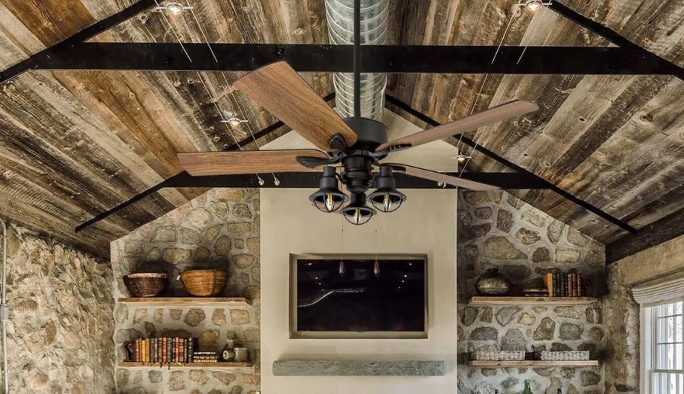 52" Rustic Cabin Ceiling Fan w Lights Mission Style Aged Bronze Barnwood Finish gallery