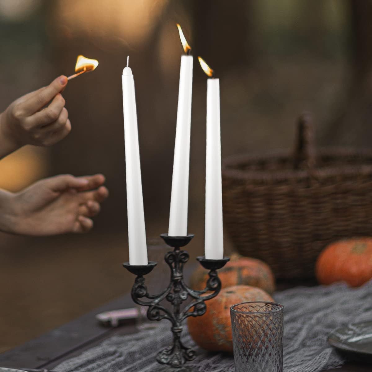Dripless Taper Candles - Unscented White Candles Bulk Candle Sticks Long Burning gallery
