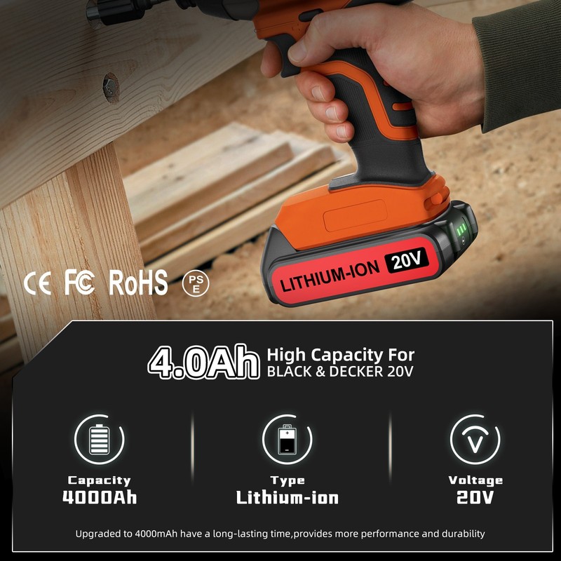2Pack 20V Lithium-ion Battery for BLACK+DECKER 20 Volt LBXR20 LB20 LB2X2020 new gallery