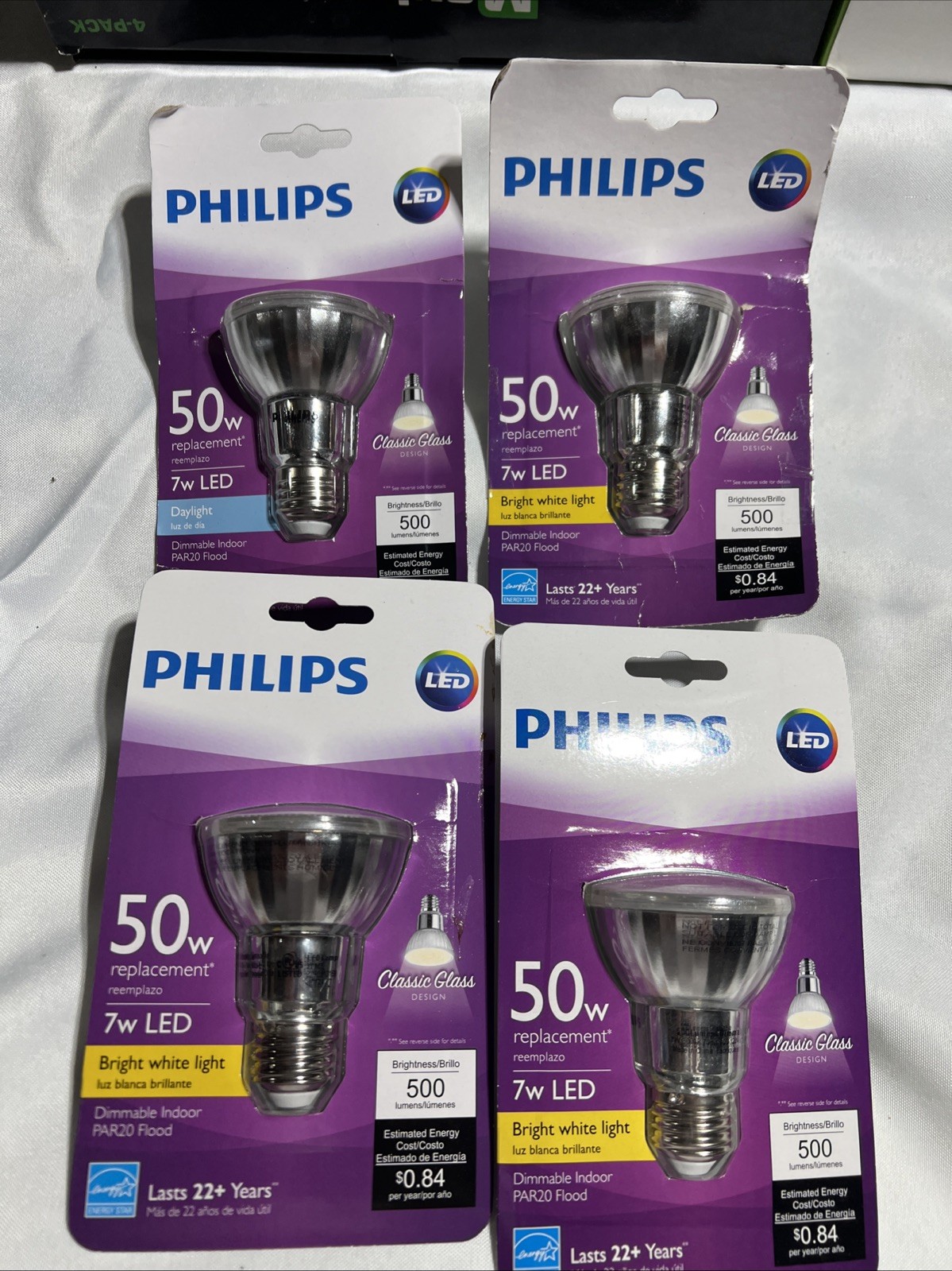 PHILIPS LED 50w replacement PAR20 Bright White Indoor FLOOD light bulb lamp 4/pk gallery