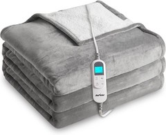Heated Blanket Queen Size, Electric Throw Dual Control, 5 Years Warranty, 10