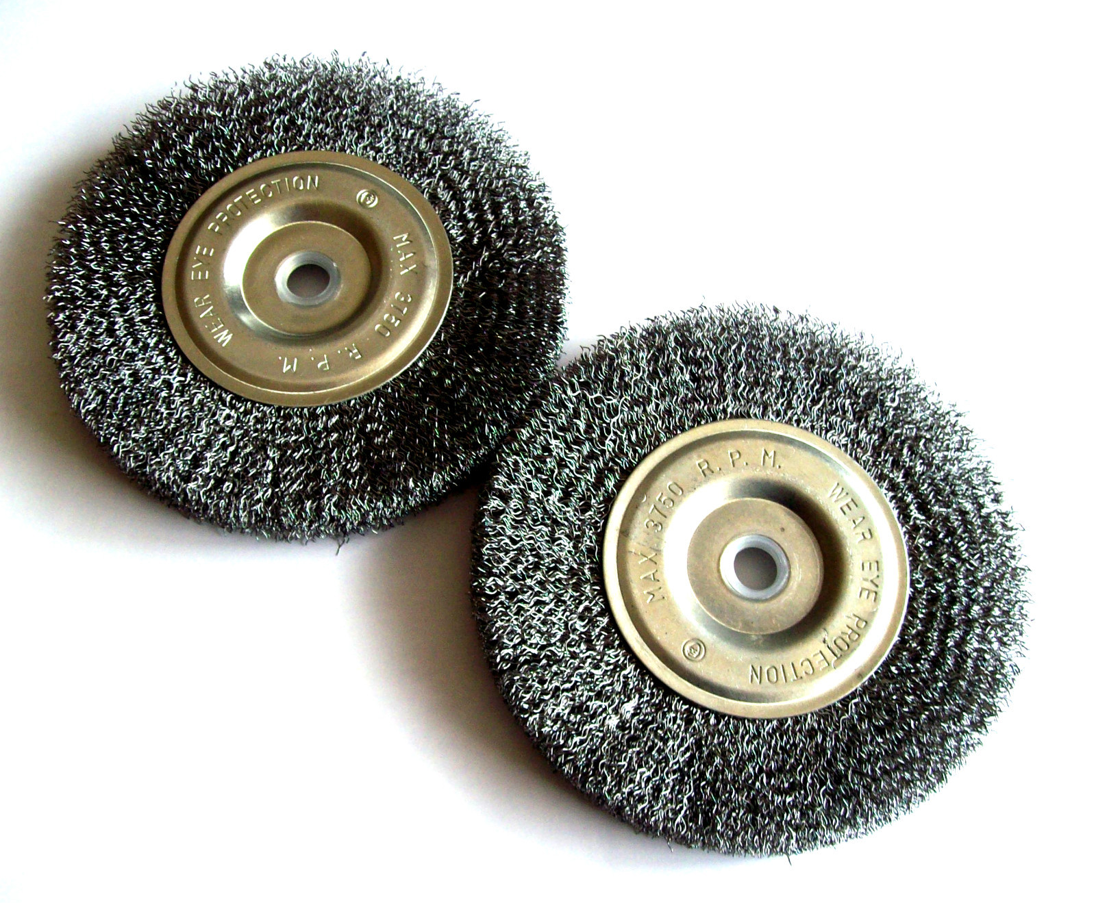 2 ATE PROFESSIONAL 6" STEEL WIRE WHEEL BRUSHES FOR BENCH GRINDER 5/8 1/2 ARBOR gallery