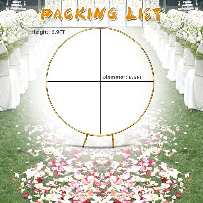 Round Backdrop Stand Circle Arch, 6.5ft Golden Metal Balloon Arch Kit for Par... gallery