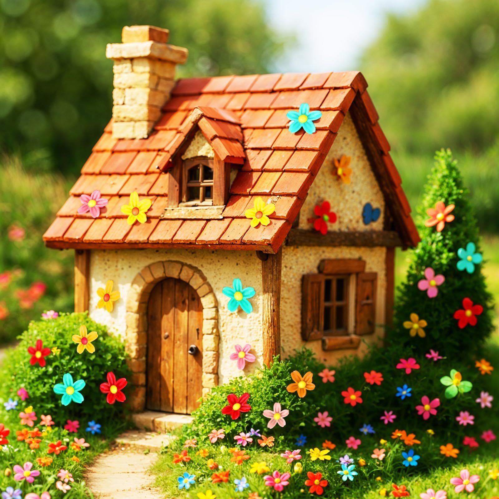 100 Pcs Mini Flowers for Crafts Minature Flowers for Minature Houses Resin gallery