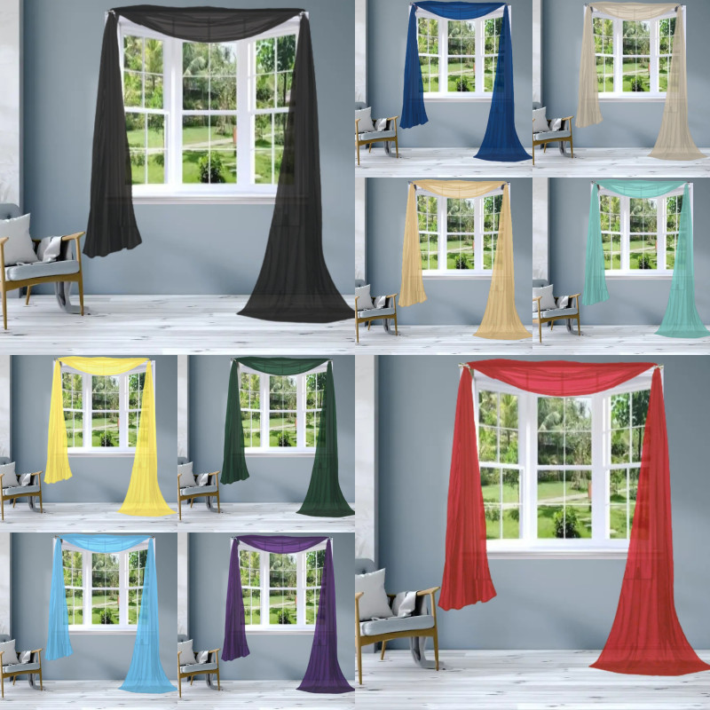 1PC INDOOR/OUTDOOR VERSATIL SCARF VALANCE CURTAIN TOPPER SOLID SHEER 37" X 216" gallery