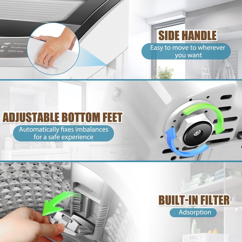 Washing Machine 20Lbs Fully Automatic Portable Washer w/ Drain Pump +LED Display gallery