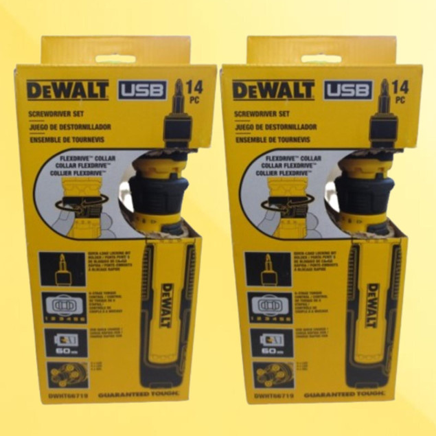 DEWALT USB RECHARGEABLE DWHT66719 FLEXDRIVE CORDLESS SCREWDRIVER 14PC SET *2PACK gallery