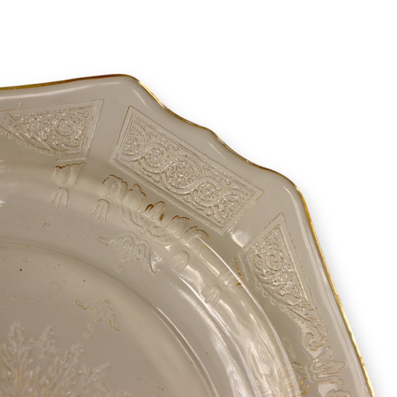Anchor Hocking Princess Vaseline Uranium Depression Glass Bread Plate gallery
