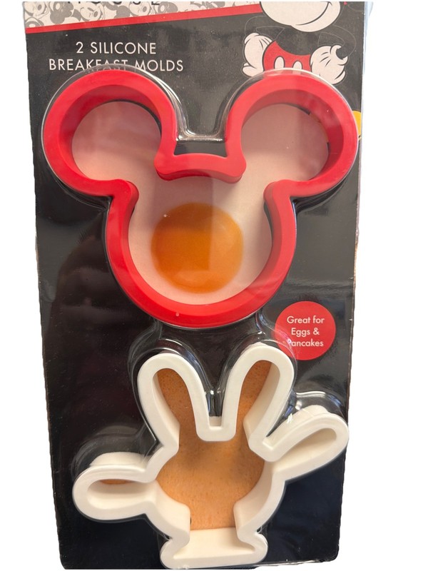 Disney Mickey Mouse 2pc Silicone Breakfast Mold Rings for Eggs and Pancakes NEW gallery