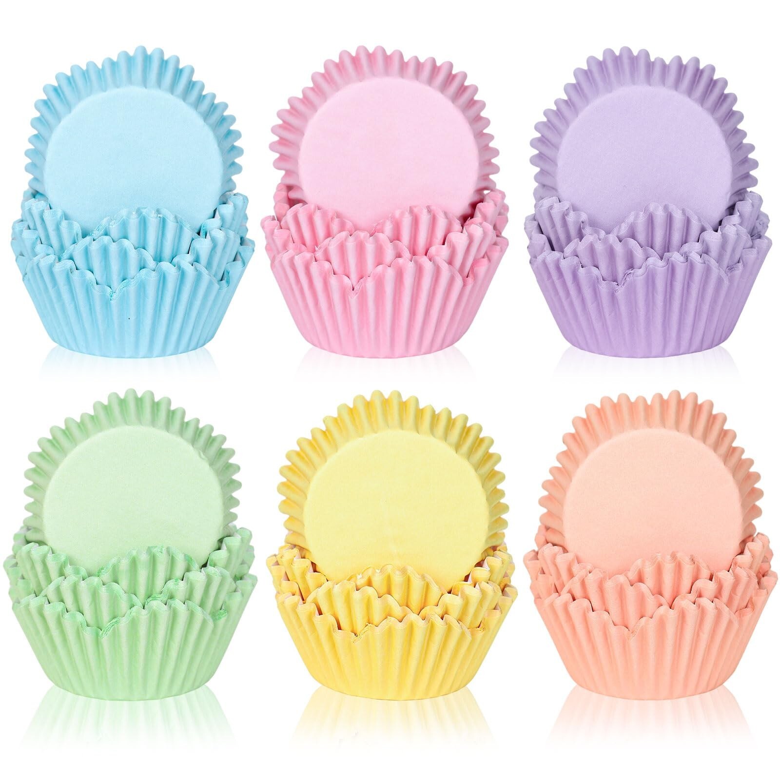 300Pcs Flower Cupcake Liners Pastel Floral Baking Cups Pink Purple Blue Green... gallery