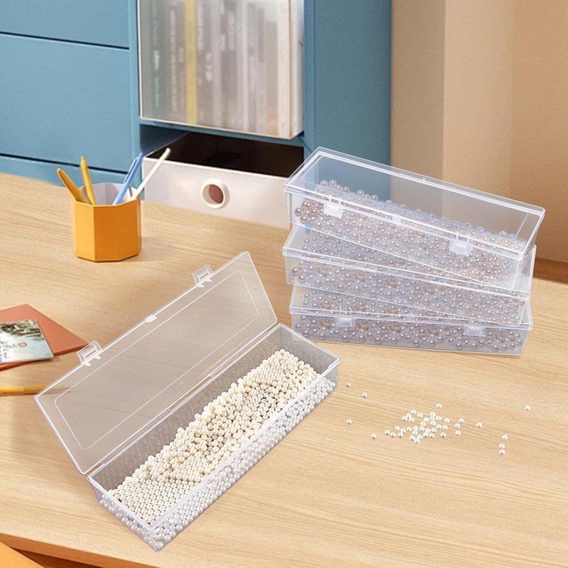 Clear Large Plastic Storage Container Box Hinged Lid Crafts Markers Pens Pencils gallery