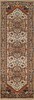 Ivory/ Navy Blue 8 ft Runner 8' 0" x 2' 6" Heriz Indian Rug Handmade Wool gallery