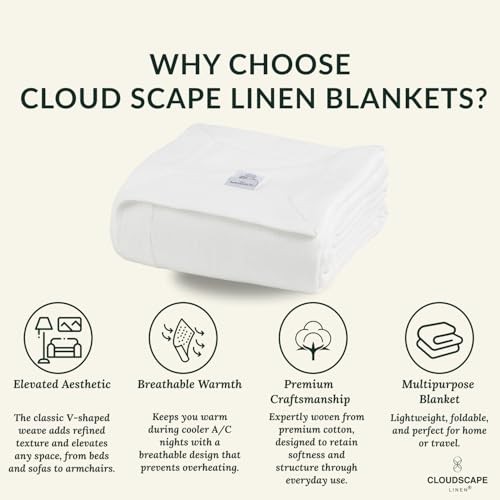 Cloud Scape Linen 100% Cotton Throw Blanket 50x70 Throw (50" x 70") White gallery