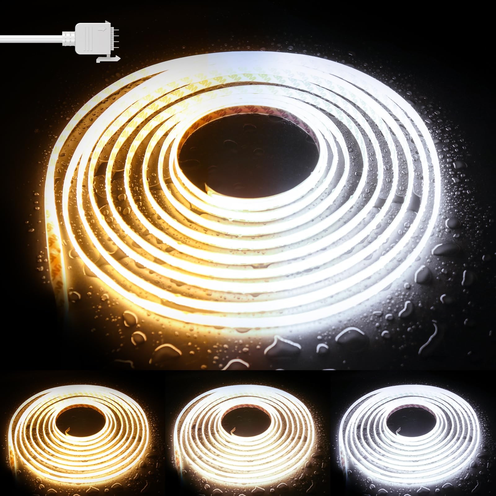 COB LED Strip Light CCT Tunable White IP65 Waterproof,CRI90+ 24ft/7.5m 2700K-... gallery