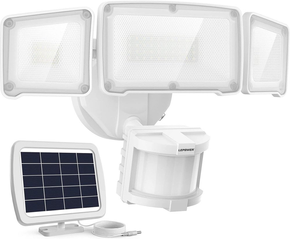 1600LM LED Solar Security Lights Motion Outdoor, Motion Sensor Light, 5500K Whit