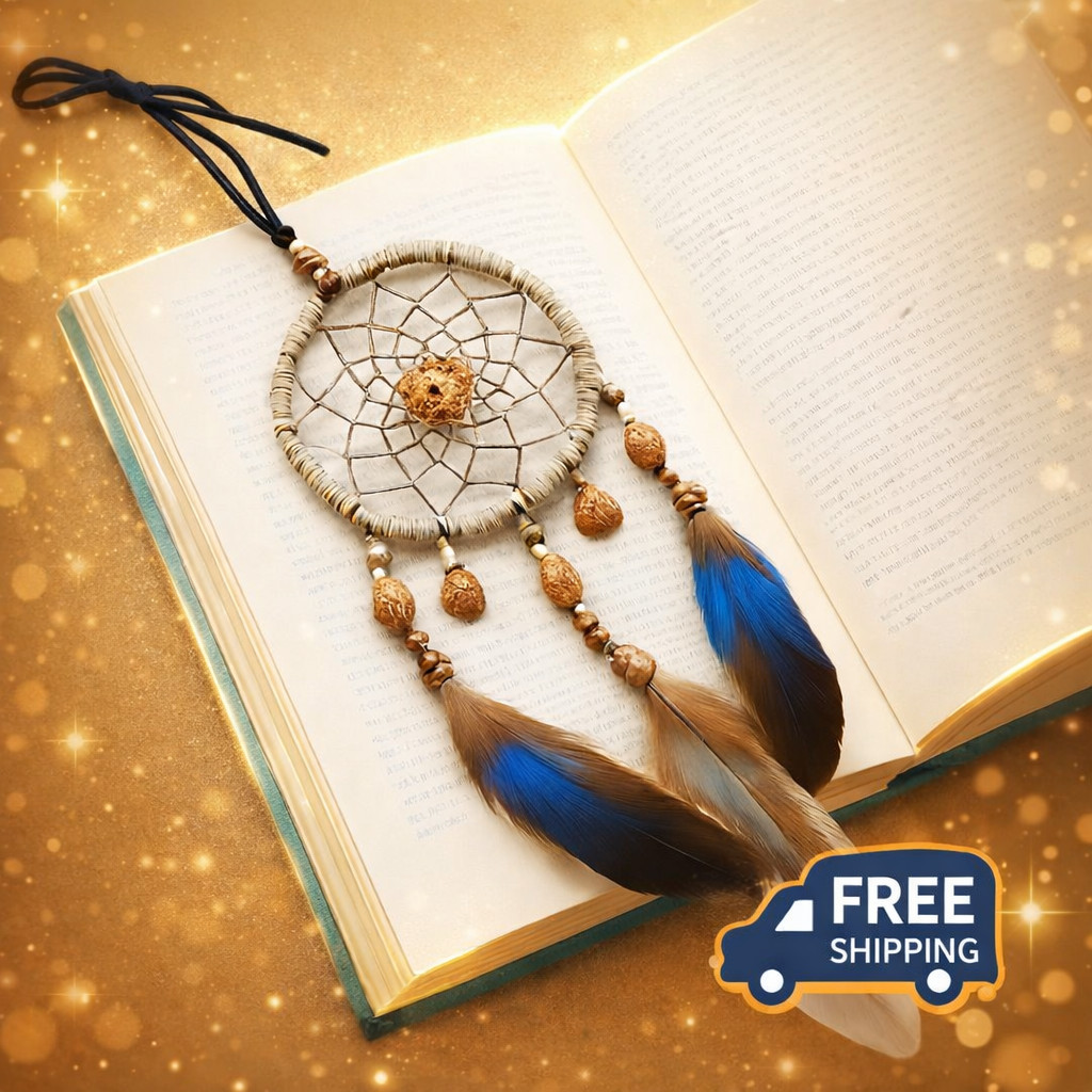 Mini Car Dream Catcher Natural Feather Shell Beaded Ornament 11.8" /30cm Hanging gallery