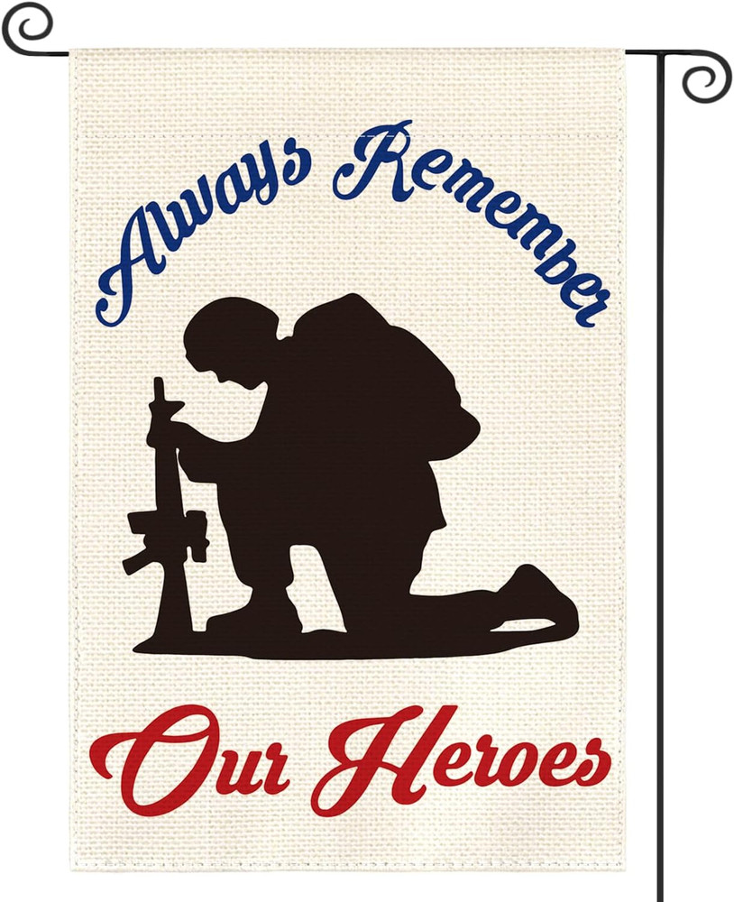 Memorial Day Always Remember Our Heroes Garden Flag 12X18 Inch Double Sided, Mil