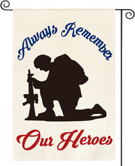 Memorial Day Always Remember Our Heroes Garden Flag 12X18 Inch Double Sided, Mil