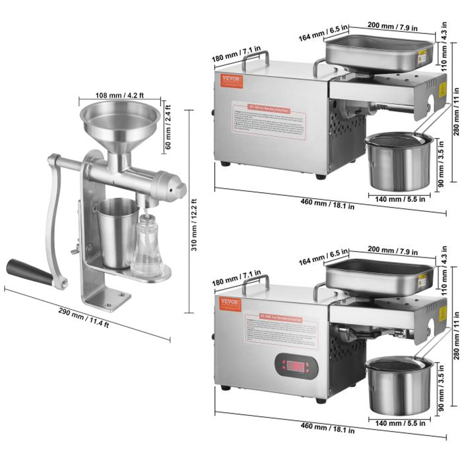 VEVOR Manual/Electric Oil Press Machine Stainless Steel Oil Extractor Peanuts gallery
