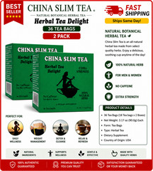 2 pack China Slim Herbal Tea Extra Strength Delight 36 Tea Bags Exp:2029