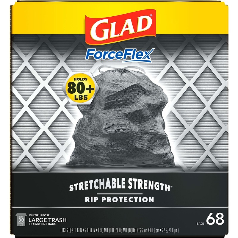 Glad ForceFlex Large 30 Gallon Trash Bags 68 Count Heavy Duty Black gallery
