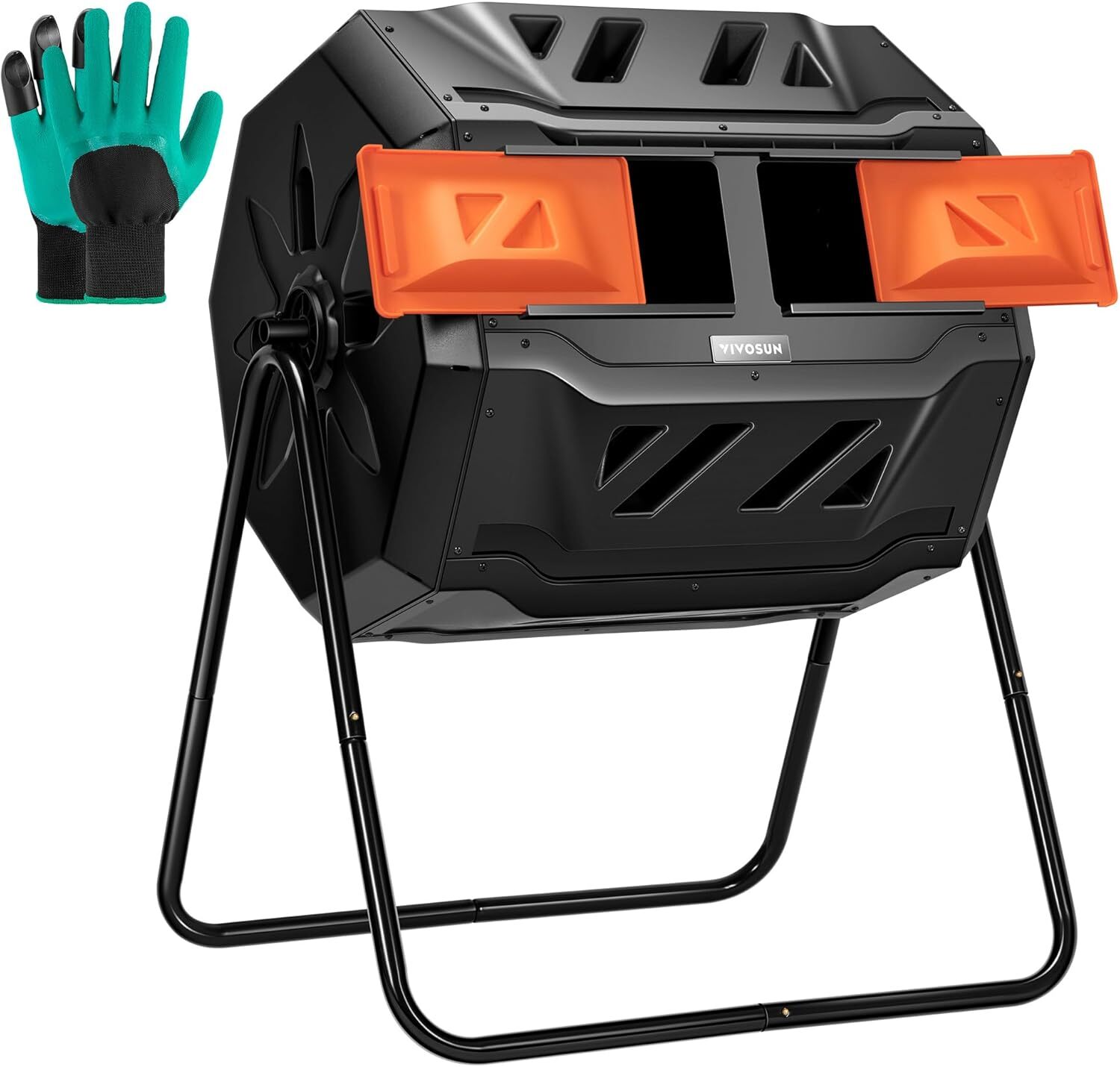 VIVOSUN 43Gal Outdoor Compost Bin Tumbler Bin Dual Chamber Rotating Composter gallery