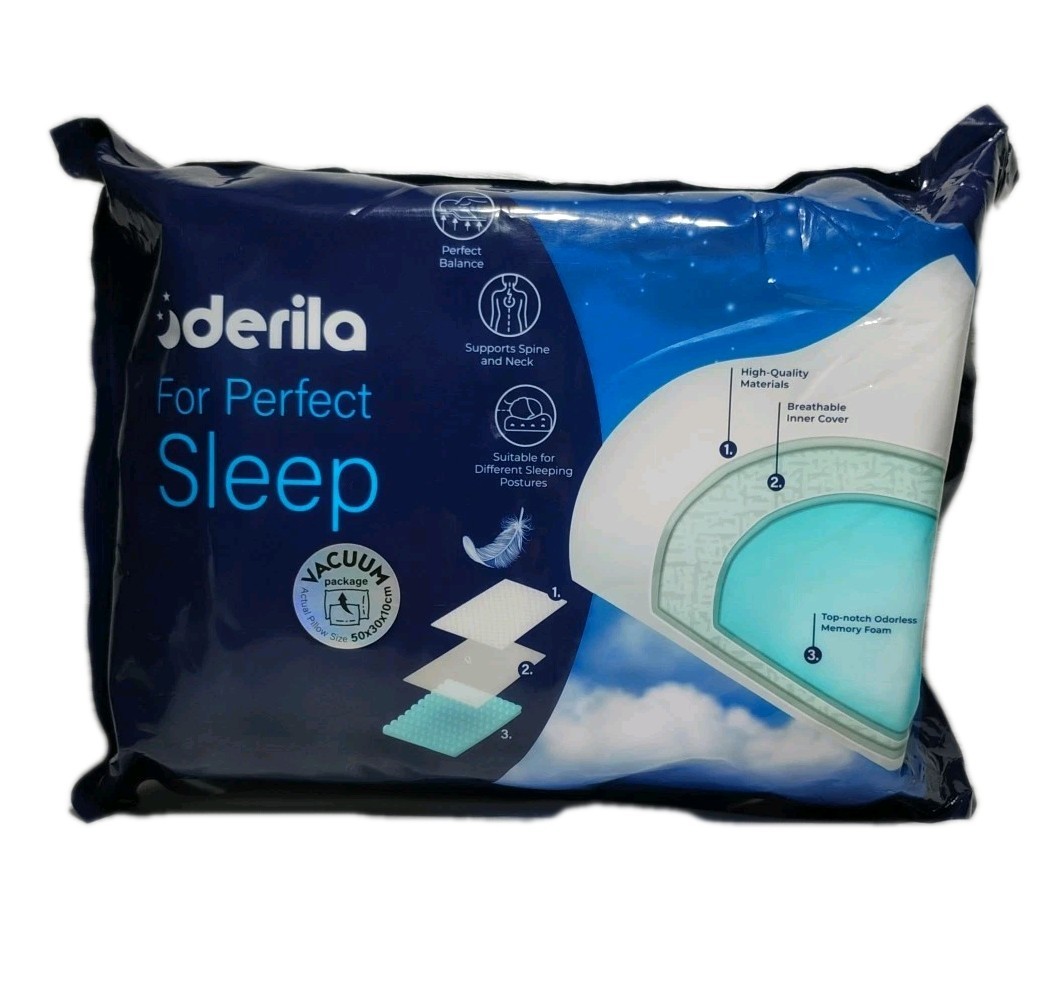 Derila For Perfect Sleep Memory Foam Pillow For Neck & Spine Support 50X30x10cm gallery