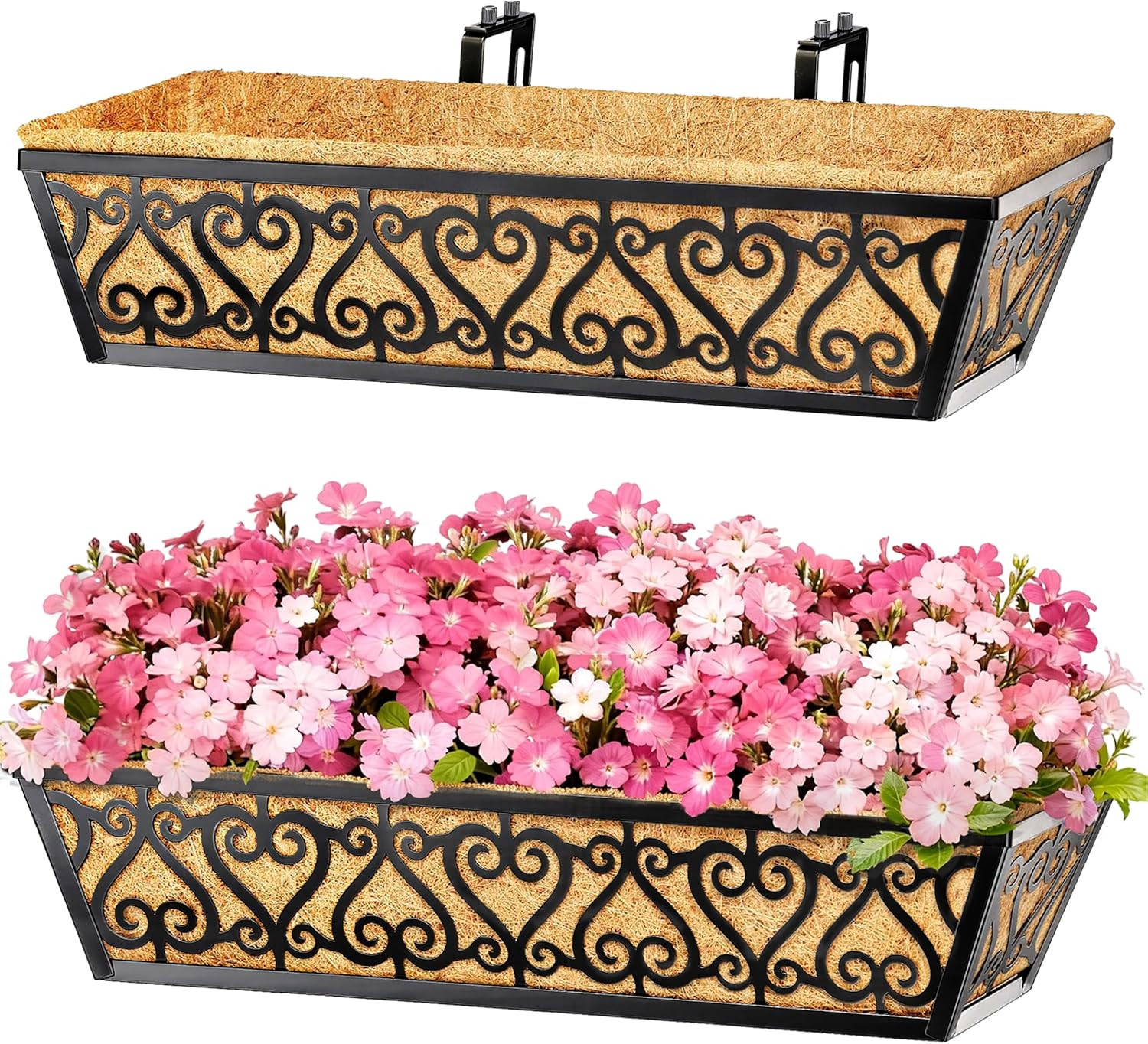 2 Pack 24 Inch Deck Railing Planter Box - Window Boxes Planters with Adjustable gallery