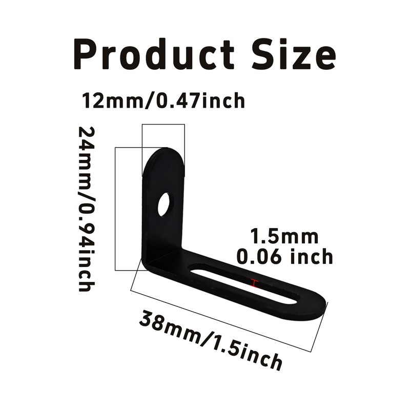 10 PCS 1.5" Black Adjustable L Brackets Heavy Duty Slotted Metal Corner Brace gallery
