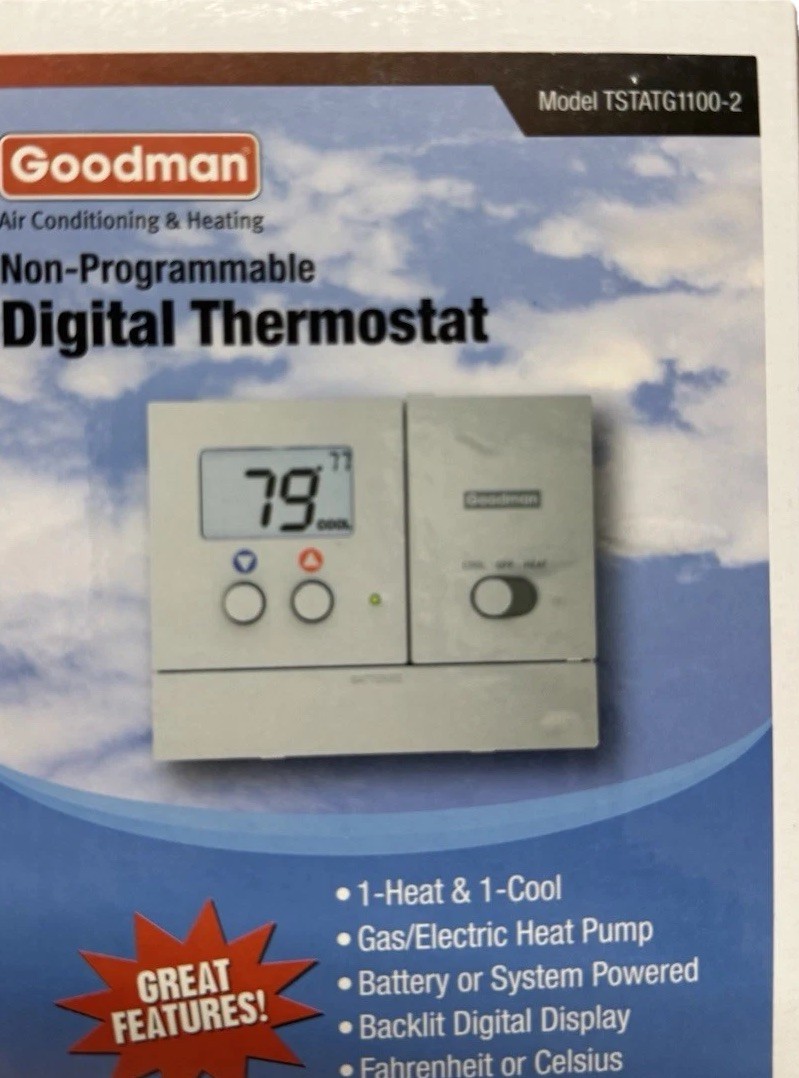 Goodman Non-Programmable Digital Thermostat TSTATG1100-2 1-Heat 1-Cool Gas/Elect gallery