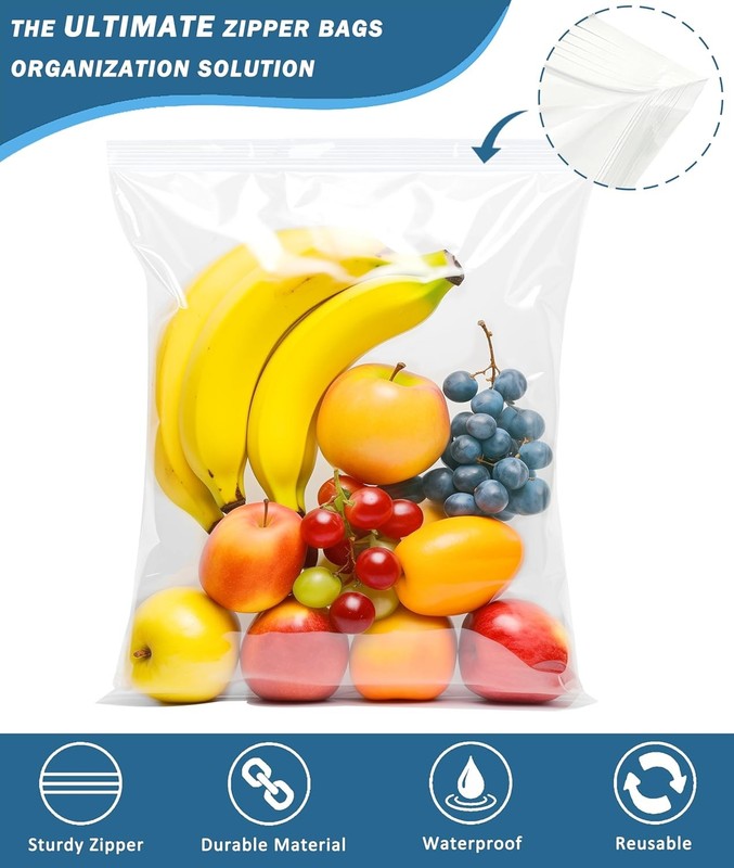 10 Large Storage Bags with Zipper Top, 2.4-mil 3.5 Gallon (10 Count), Clear gallery