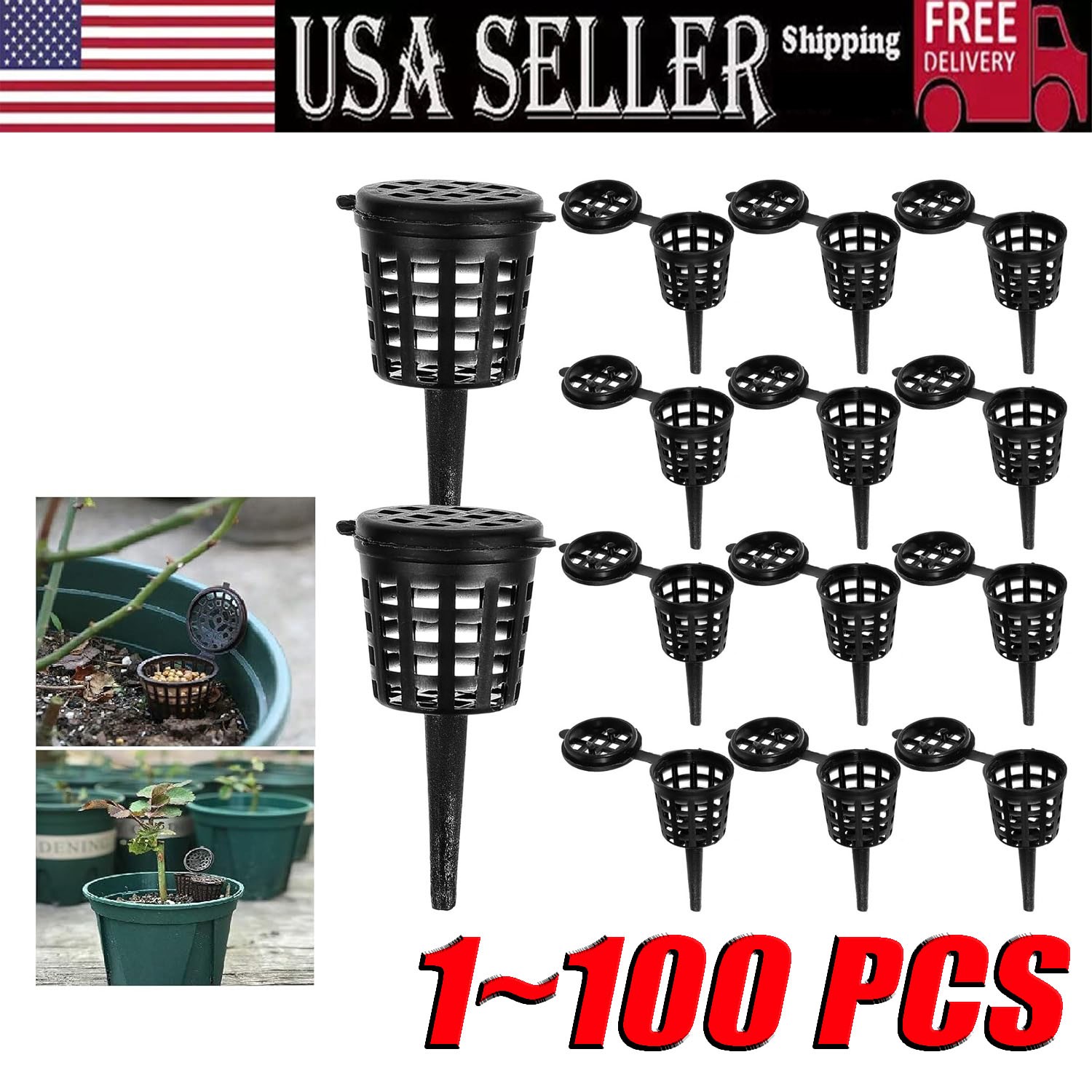 1~100pcs Bonsai Fertilizer Baskets with Lid Portable Fertilizer Mesh Baskets LOT gallery