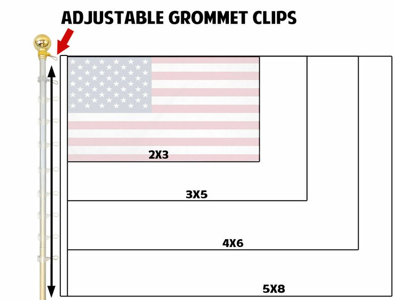 8ft Indoor Flag Pole Kit Eagle Topper 8' Telescoping FlagPole Kit with Base gallery
