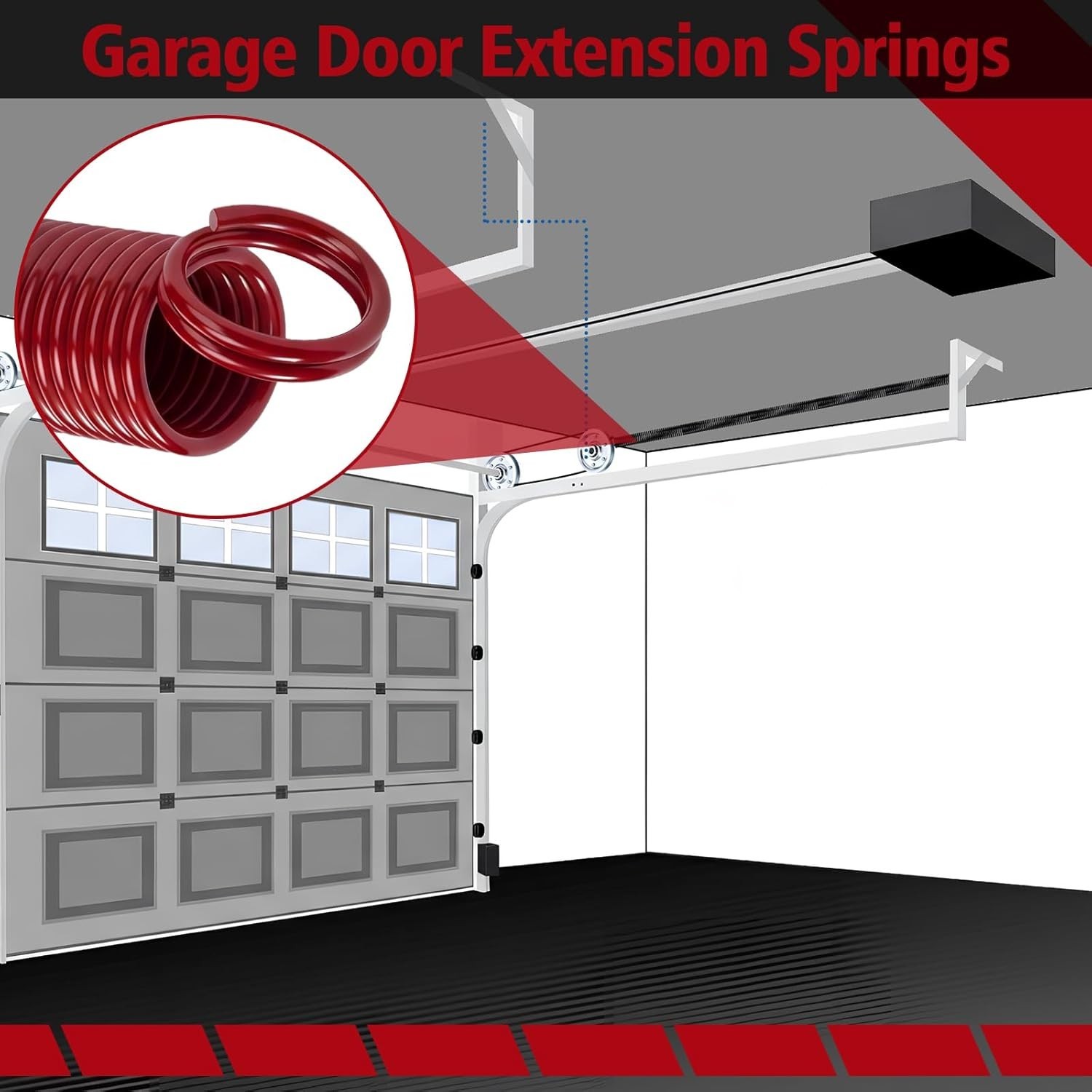 Heavy-Duty Double-Looped Garage Door Extension Springs Bundle 150 lb (Red) Sprin gallery