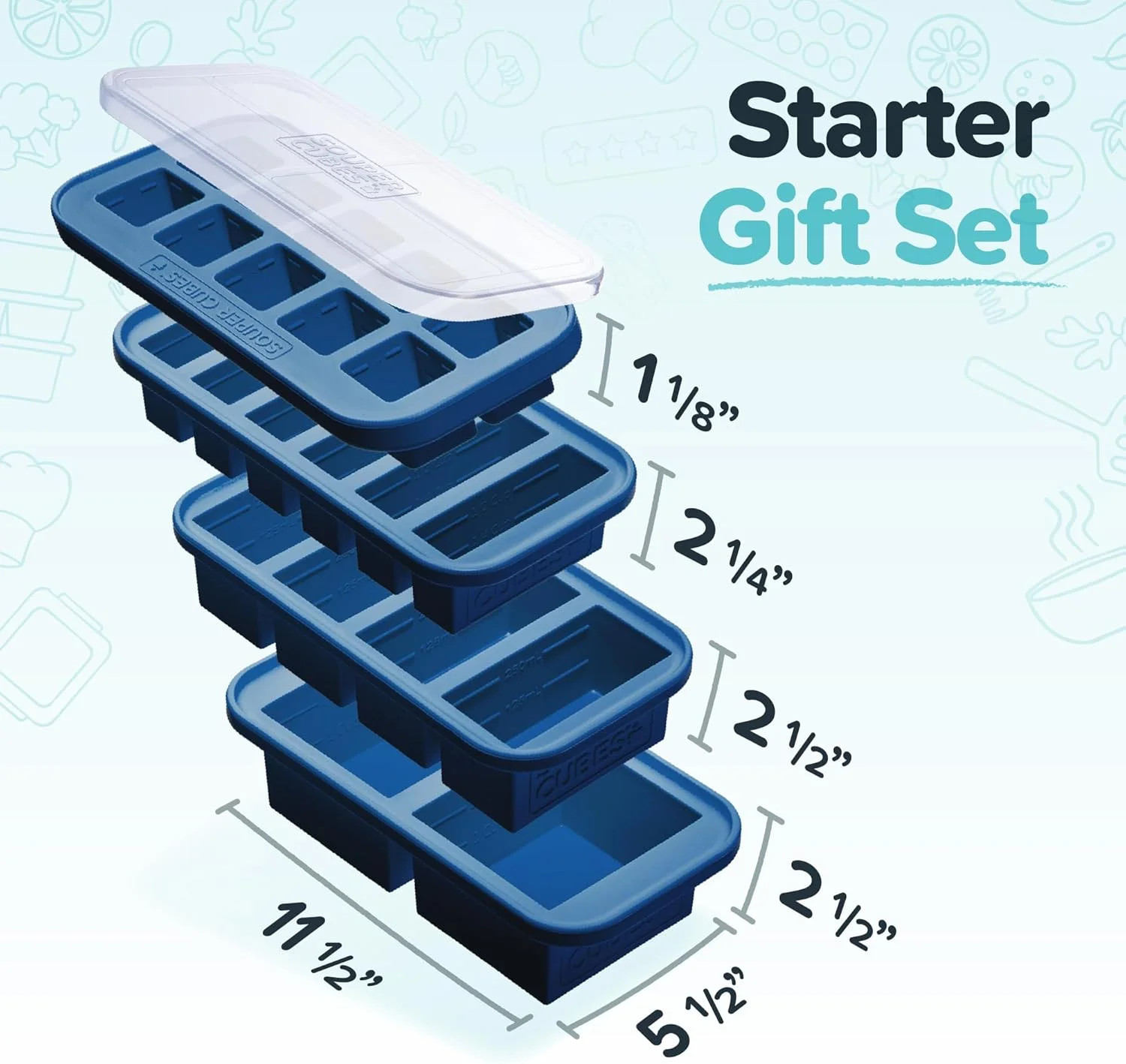 Souper Cubes Silicone Freezer Molds Gift Set with 2 Tbsp, 1/2, 1, and 2 Cup Sili gallery