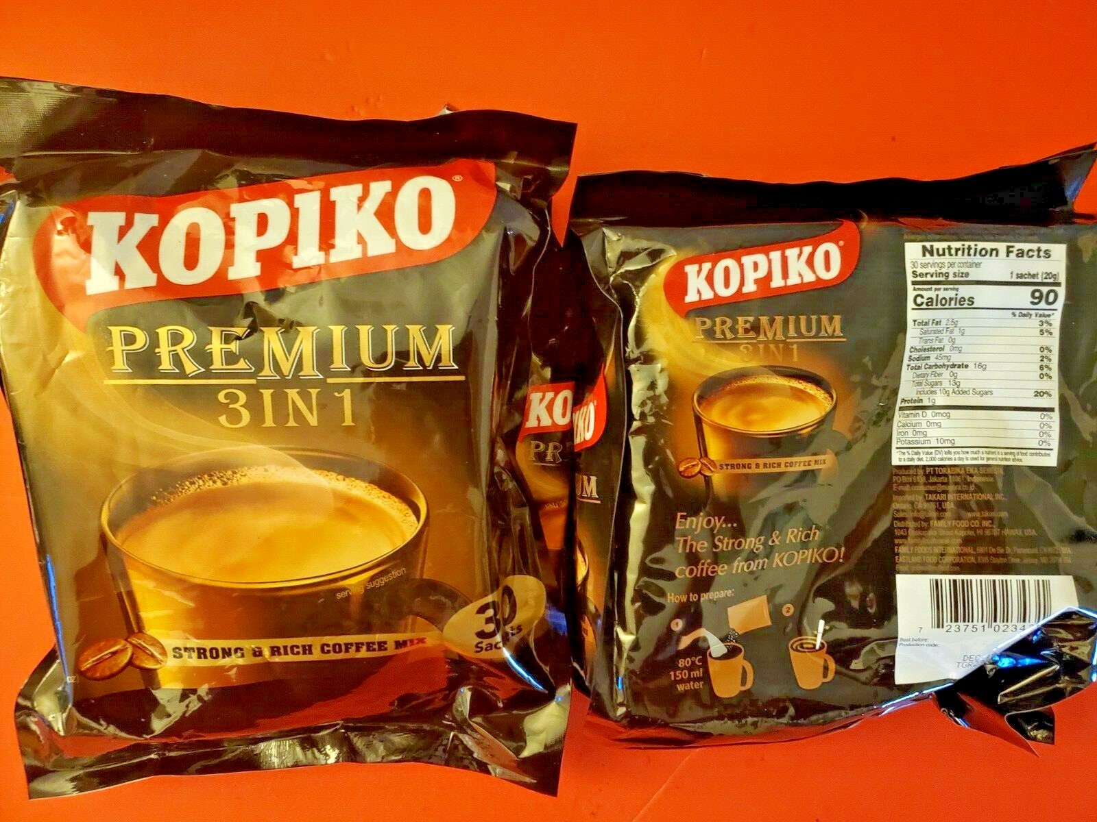 2 PACK KOPIKO 3 IN 1 INSTANT COFFEE STRONG & RICH COFFEE /30 SACHETS EACH gallery