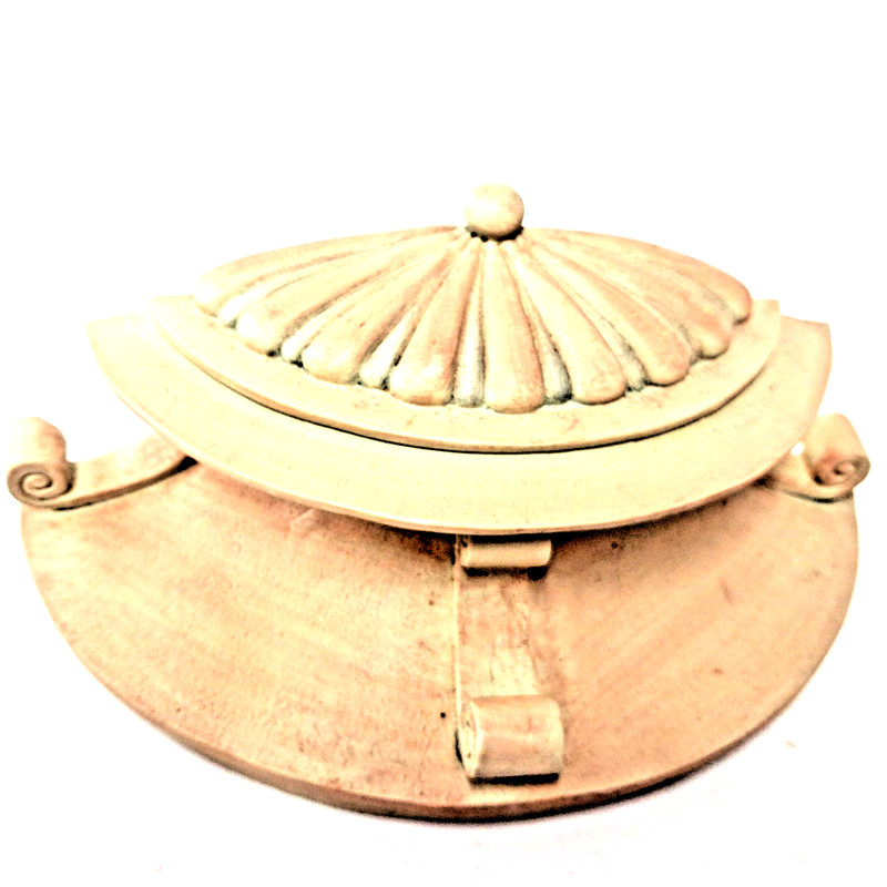Pair Decorative Lidded Urn Boxes Scroll Handle Mantel Trinket Storage Vintage gallery