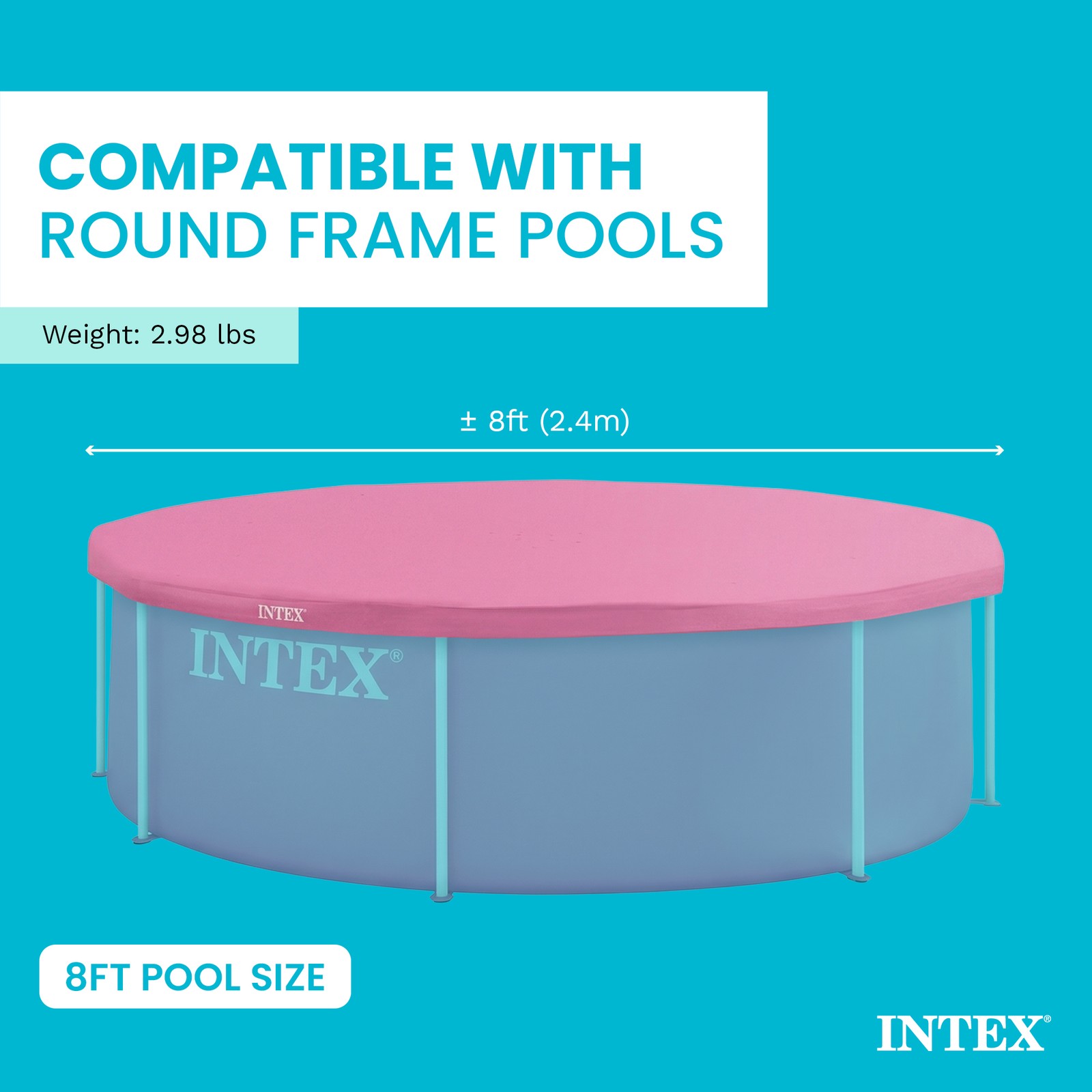 INTEX 8 Foot Round Metal Frame Outdoor Backyard Swimming Pool Debris Cover, Pink gallery