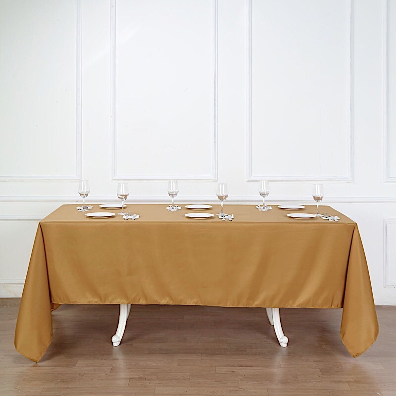 GOLD 72x120 RECTANGLE POLYESTER TABLECLOTH Wedding Party Catering Linens SALE