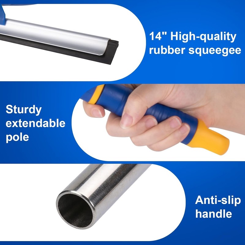 14 inch Multi-Purpose Shower Squeegee for Glass Doors, Swivel Window Squeegee gallery