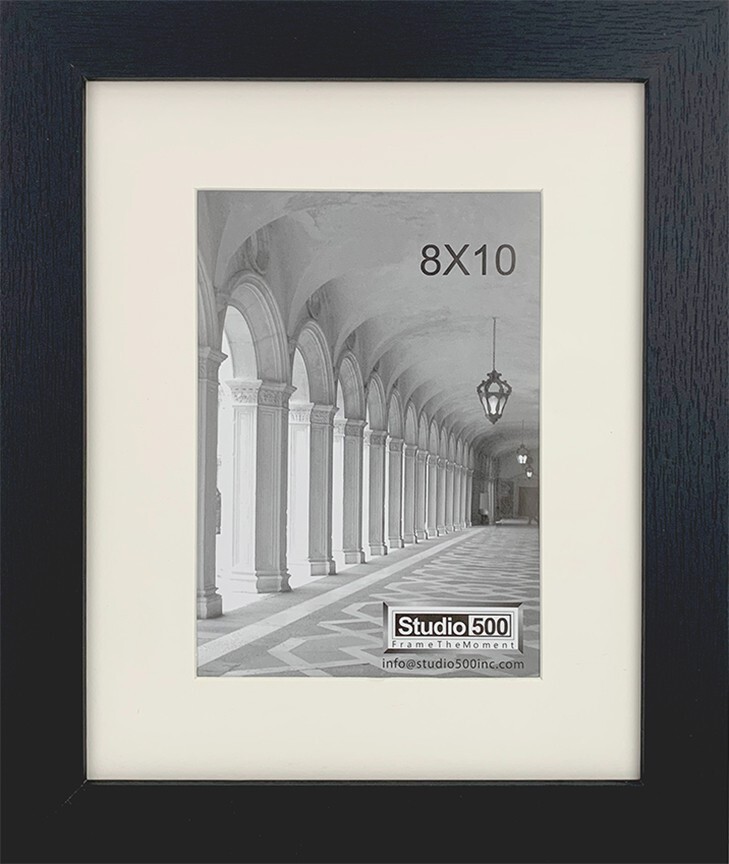 Studio 500 6PC Set 8 x 10 in Tabletop Wall Black Distressed Photo Frames 5x7 Mat gallery