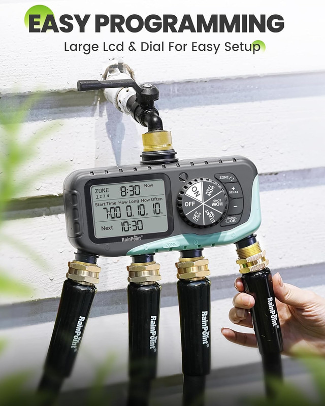 Sprinkler Timer 4 Zone, Water Timer for Programmable, for Soaker Hose with Rain gallery