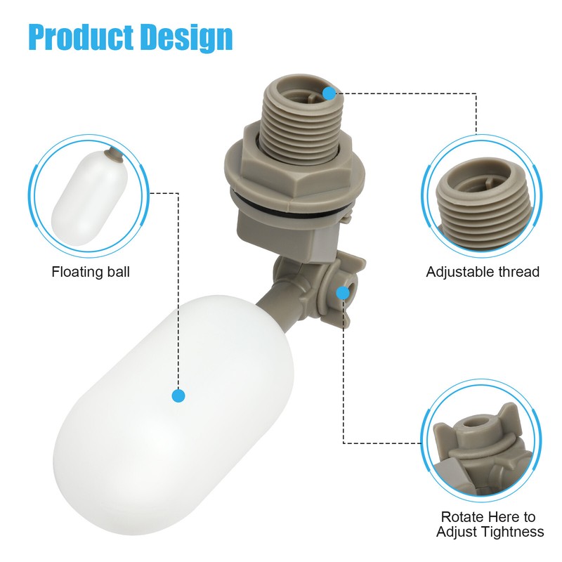 4Pcs Water Float 1/2" Automatic Shut Off Valve Quick Connctor Tank Overfill Stop gallery
