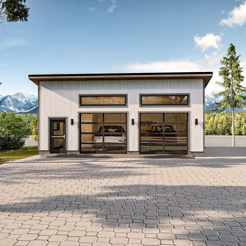 Modern Two-Car Garage plan with Storage | Detached Garage Blueprint gallery
