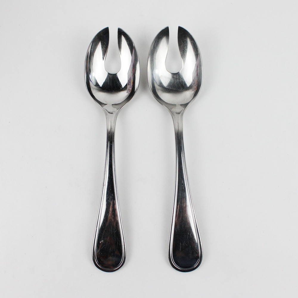 2 Pottery Barn Flatware PBN40 Pattern 18/8 SS Salad Serving Forks 11" Rare HTF